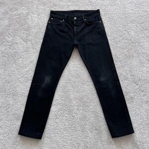 Buck Mason Maverick Slim Jeans Mens 33x29 Black Stretch Denim Button Fly USA